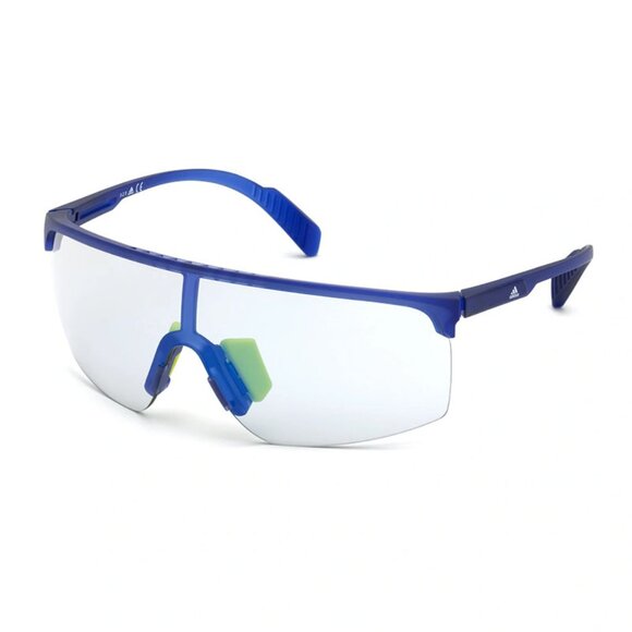 NEW ADIDAS SUNGLASSES MEN BLUE PHOTOCHROMIC ADIDAS SP0005 91X SHIELD EYEWEAR - Picture 1 of 3